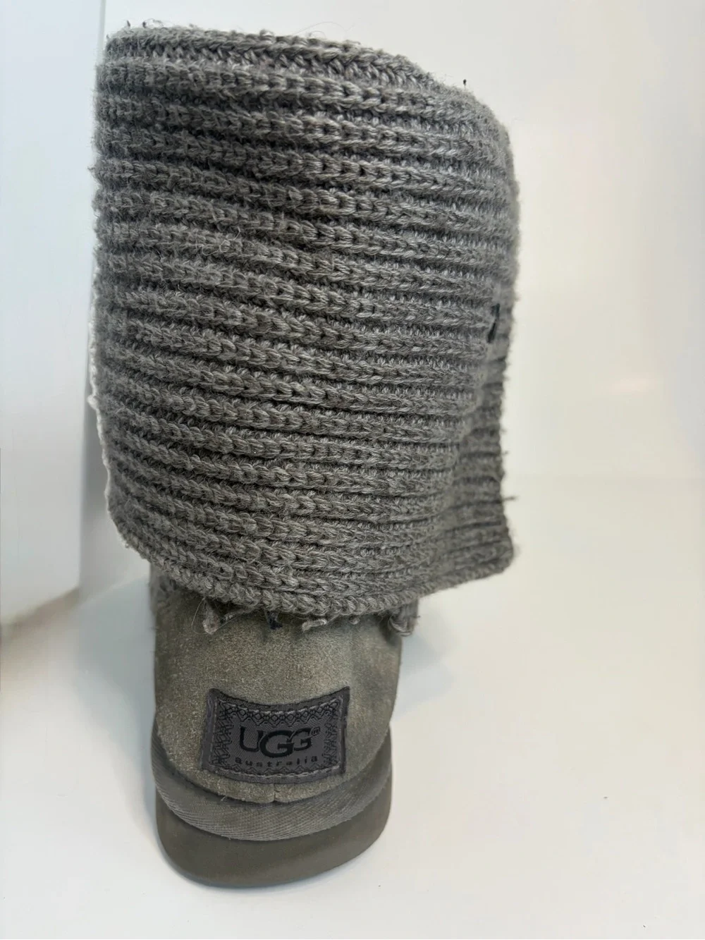 UGG Gray Sweater Knit Button Tall Women's Boots Size 9